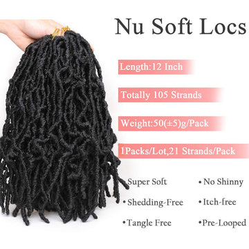 12 Inch Nu Soft Locs Crochet Hair Ombre Pre-Looped Short Crochet Braiding Hair Goddess Faux Locs Synthetic Crochet Hair